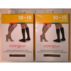 2 Pairs Core-Spun Therafirm Gradient Compression Support Socks 10-15 mmHg Medium